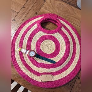 Kate Spade Straw Round Hot Pink Tote